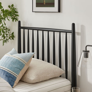 Modway Furniture Zane Rubberwood Spindle Platform Bed Sculpted Mid Century Frame for Twin Rooms Black MOD-7301-BLK