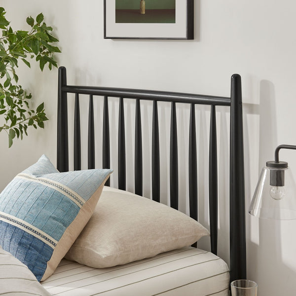 Modway Furniture Zane Rubberwood Spindle Platform Bed Sculpted Mid Century Frame for Twin Rooms Black MOD-7301-BLK