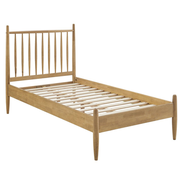 Modway Furniture Zane Rubberwood Spindle Platform Bed Sculpted Mid Century Frame for Twin Rooms Light Oak MOD-7301-LOA