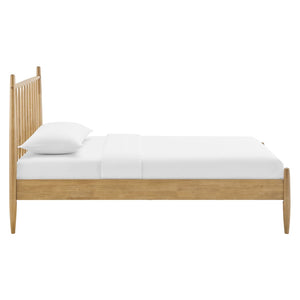 Modway Furniture Zane Rubberwood Spindle Platform Bed Sculpted Mid Century Frame for Twin Rooms Light Oak MOD-7301-LOA