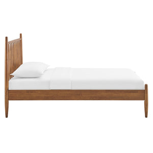 Modway Furniture Zane Rubberwood Spindle Platform Bed Sculpted Mid Century Frame for Twin Rooms Walnut MOD-7301-WAL