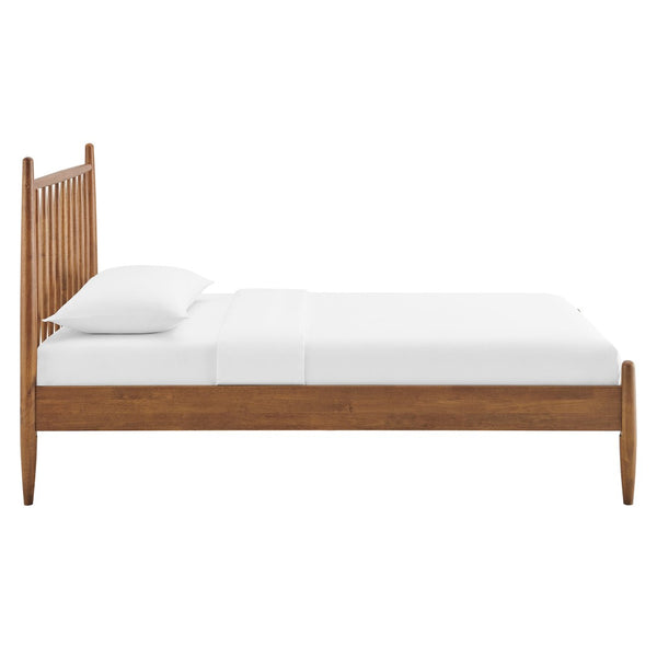 Modway Furniture Zane Rubberwood Spindle Platform Bed Sculpted Mid Century Frame for Twin Rooms Walnut MOD-7301-WAL
