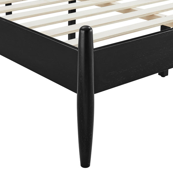Modway Furniture Zane Modway Rubberwood Spindle Platform Bed Mid-century Headboard for Master Bedroom Black MOD-7304-BLK