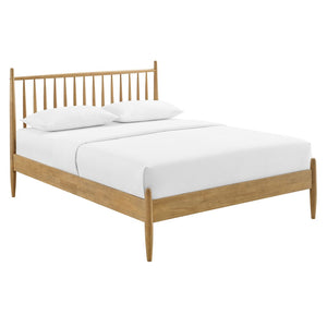 Modway Furniture Zane Modway Rubberwood Spindle Platform Bed Mid-century Headboard for Master Bedroom Light Oak MOD-7304-LOA