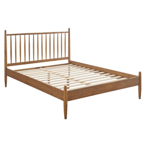 Modway Furniture Zane Modway Rubberwood Spindle Platform Bed Mid-century Headboard for Master Bedroom Walnut MOD-7304-WAL
