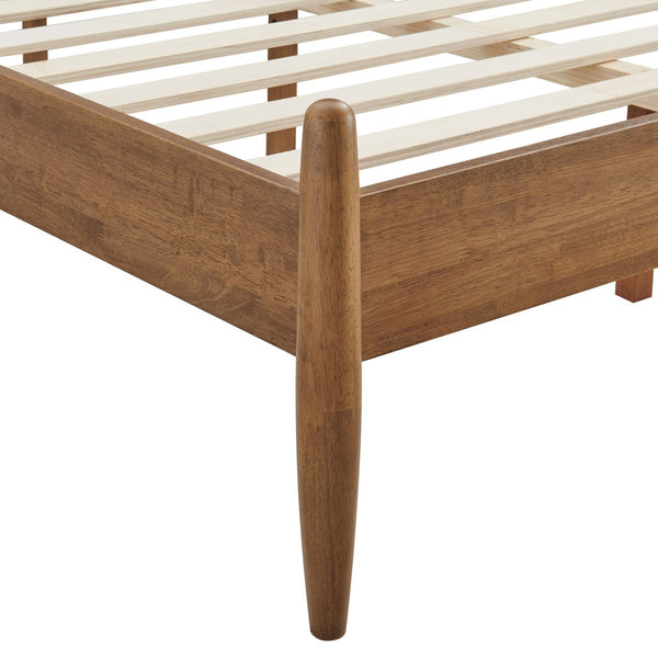 Modway Furniture Zane Modway Rubberwood Spindle Platform Bed Mid-century Headboard for Master Bedroom Walnut MOD-7304-WAL