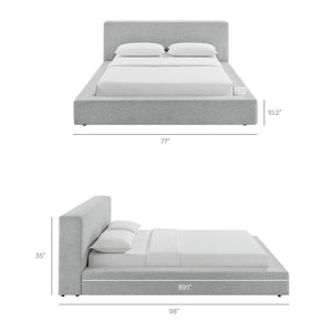 Modway Furniture Luma Chenille Queen Bed Tall Padded Headboard No Box Spring Needed Modern Bedroom Light Gray Fabric MOD-7305-HLG