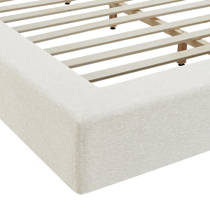 Modway Furniture Luma Chenille Upholstered King Bed Padded Headboard Low Profile Modern Frame Ivory Fabric MOD-7306-HEI
