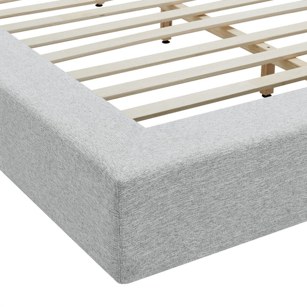 Modway Furniture Luma Chenille Upholstered King Bed Padded Headboard Low Profile Modern Frame Light Gray Fabric MOD-7306-HLG