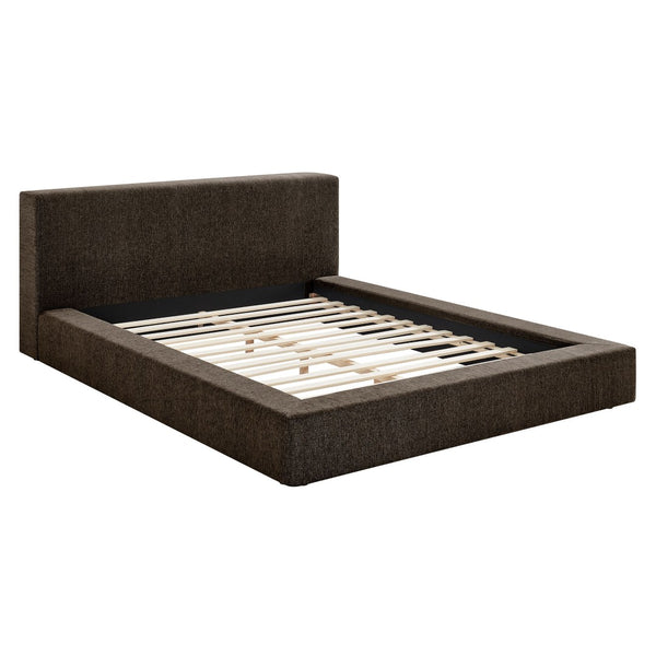 Modway Furniture Luma Chenille Queen Bed Soft Upholstered Frame with Tall Padded Headboard for Bedroom Java MOD-7307-JAV
