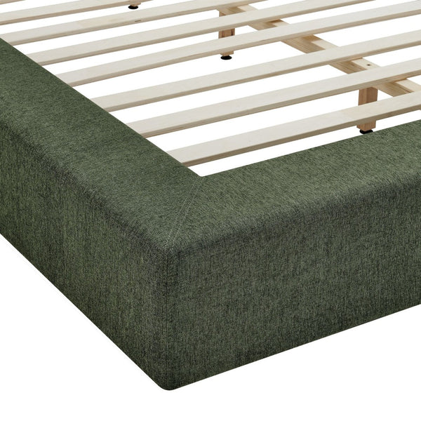 Modway Furniture Luma Chenille Upholstered King Bed Padded Headboard Low Profile Contemporary Frame Eucalyptus MOD-7308-EUC