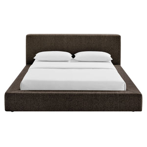 Modway Furniture Luma Chenille Upholstered King Bed Padded Headboard Low Profile Contemporary Frame Java MOD-7308-JAV