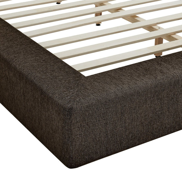 Modway Furniture Luma Chenille Upholstered King Bed Padded Headboard Low Profile Contemporary Frame Java MOD-7308-JAV