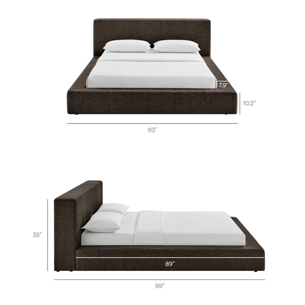Modway Furniture Luma Chenille Upholstered King Bed Padded Headboard Low Profile Contemporary Frame Java MOD-7308-JAV