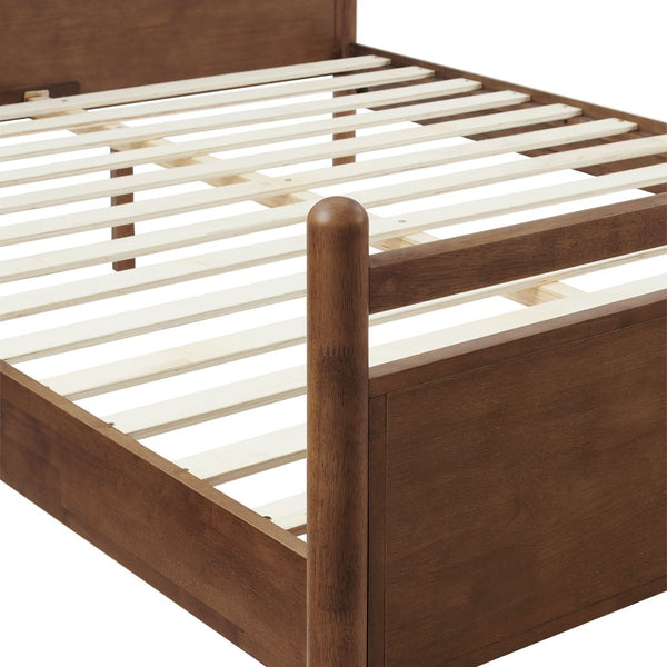Modway Furniture Leni Rubberwood Platform King Bed Faux Leather Pillow Headboard Contemporary Frame Walnut Mushroom MOD-7316-WAL-MUS