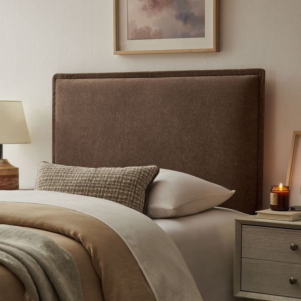 Modway Furniture Camille Modway Twin Headboard Slipcovered Foam Padded French Seam Bedroom Accent Cocoa MOD-7317-COA