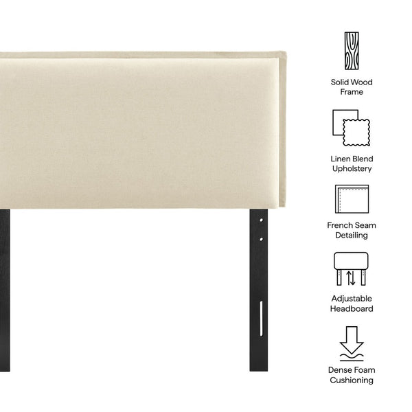 Modway Furniture Camille Modway Twin Headboard Slipcovered Foam Padded French Seam Bedroom Accent Linen MOD-7317-LIN