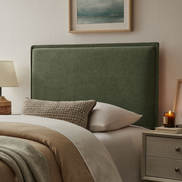 Modway Furniture Camille Modway Twin Headboard Slipcovered Foam Padded French Seam Bedroom Accent Sage MOD-7317-SGE
