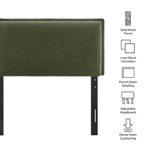 Modway Furniture Camille Modway Twin Headboard Slipcovered Foam Padded French Seam Bedroom Accent Sage MOD-7317-SGE