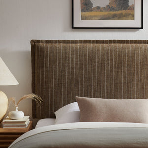 Modway Furniture Camille Modway Pinstripe Linen Blend Twin Headboard Tailored Slipcover Vintage Style Earth Stripe MOD-7318-ETS