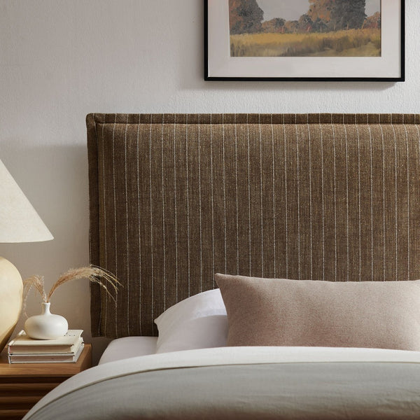 Modway Furniture Camille Modway Pinstripe Linen Blend Twin Headboard Tailored Slipcover Vintage Style Earth Stripe MOD-7318-ETS