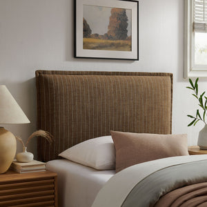 Modway Furniture Camille Modway Pinstripe Linen Blend Twin Headboard Tailored Slipcover Vintage Style Earth Stripe MOD-7318-ETS