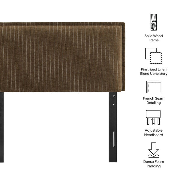 Modway Furniture Camille Modway Pinstripe Linen Blend Twin Headboard Tailored Slipcover Vintage Style Earth Stripe MOD-7318-ETS