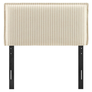 Modway Furniture Camille Modway Pinstripe Linen Blend Twin Headboard Tailored Slipcover Vintage Style Oatmeal Stripe MOD-7318-OAS