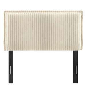 Modway Furniture Camille Modway Pinstripe Linen Blend Twin Headboard Tailored Slipcover Vintage Style Oatmeal Stripe MOD-7318-OAS