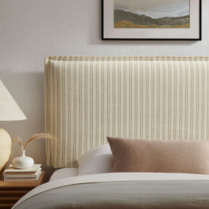 Modway Furniture Camille Modway Pinstripe Linen Blend Twin Headboard Tailored Slipcover Vintage Style Oatmeal Stripe MOD-7318-OAS
