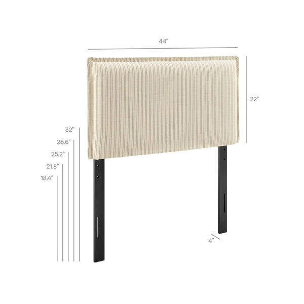 Modway Furniture Camille Modway Pinstripe Linen Blend Twin Headboard Tailored Slipcover Vintage Style Oatmeal Stripe MOD-7318-OAS