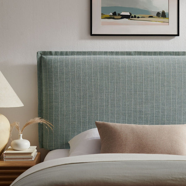 Modway Furniture Camille Modway Pinstripe Linen Blend Twin Headboard Tailored Slipcover Vintage Style Spa Blue Stripe MOD-7318-SPA