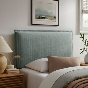 Modway Furniture Camille Modway Pinstripe Linen Blend Twin Headboard Tailored Slipcover Vintage Style Spa Blue Stripe MOD-7318-SPA