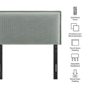 Modway Furniture Camille Modway Pinstripe Linen Blend Twin Headboard Tailored Slipcover Vintage Style Spa Blue Stripe MOD-7318-SPA