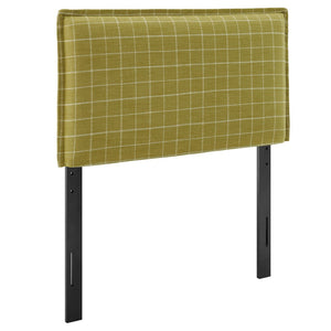 Modway Furniture Camille Modway Plaid Slipcover Headboard Foam Padded Linen Blend Twin Upholstered Artichoke Windowpane Check MOD-7319-ART