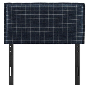 Modway Furniture Camille Modway Plaid Slipcover Headboard Foam Padded Linen Blend Twin Upholstered Denim Windowpane Check MOD-7319-DMC