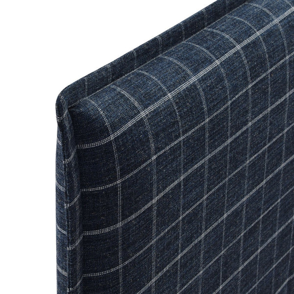 Modway Furniture Camille Modway Plaid Slipcover Headboard Foam Padded Linen Blend Twin Upholstered Denim Windowpane Check MOD-7319-DMC