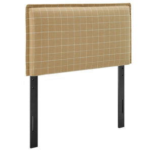 Modway Furniture Camille Modway Plaid Slipcover Headboard Foam Padded Linen Blend Twin Upholstered Hemp Windowpane Check MOD-7319-HPC