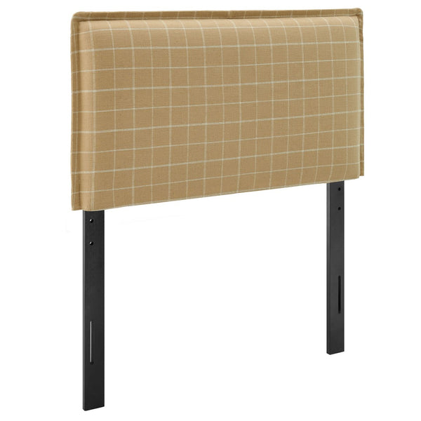 Modway Furniture Camille Modway Plaid Slipcover Headboard Foam Padded Linen Blend Twin Upholstered Hemp Windowpane Check MOD-7319-HPC
