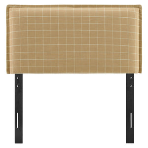 Modway Furniture Camille Modway Plaid Slipcover Headboard Foam Padded Linen Blend Twin Upholstered Hemp Windowpane Check MOD-7319-HPC
