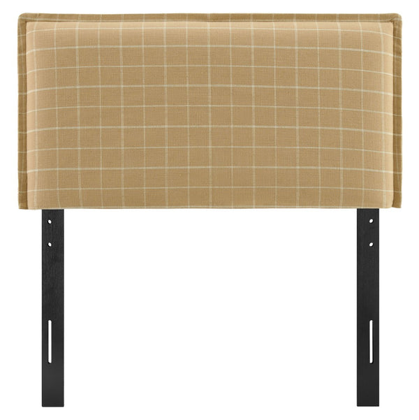 Modway Furniture Camille Modway Plaid Slipcover Headboard Foam Padded Linen Blend Twin Upholstered Hemp Windowpane Check MOD-7319-HPC