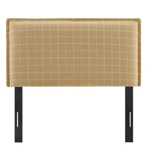 Modway Furniture Camille Modway Plaid Slipcover Headboard Foam Padded Linen Blend Twin Upholstered Hemp Windowpane Check MOD-7319-HPC