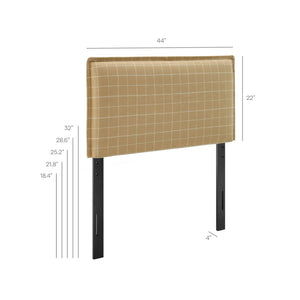 Modway Furniture Camille Modway Plaid Slipcover Headboard Foam Padded Linen Blend Twin Upholstered Hemp Windowpane Check MOD-7319-HPC