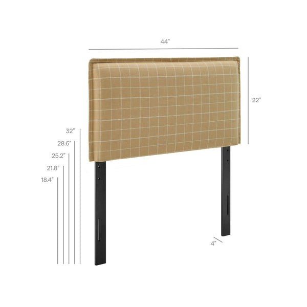 Modway Furniture Camille Modway Plaid Slipcover Headboard Foam Padded Linen Blend Twin Upholstered Hemp Windowpane Check MOD-7319-HPC