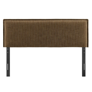 Modway Furniture Camille Modway Linen Blend Upholstered Headboard Pinstripe Slipcover Full Bed Frame Earth Stripe MOD-7321-ETS