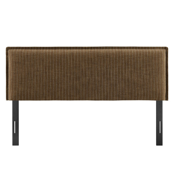 Modway Furniture Camille Modway Linen Blend Upholstered Headboard Pinstripe Slipcover Full Bed Frame Earth Stripe MOD-7321-ETS