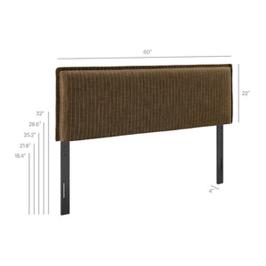Modway Furniture Camille Modway Linen Blend Upholstered Headboard Pinstripe Slipcover Full Bed Frame Earth Stripe MOD-7321-ETS