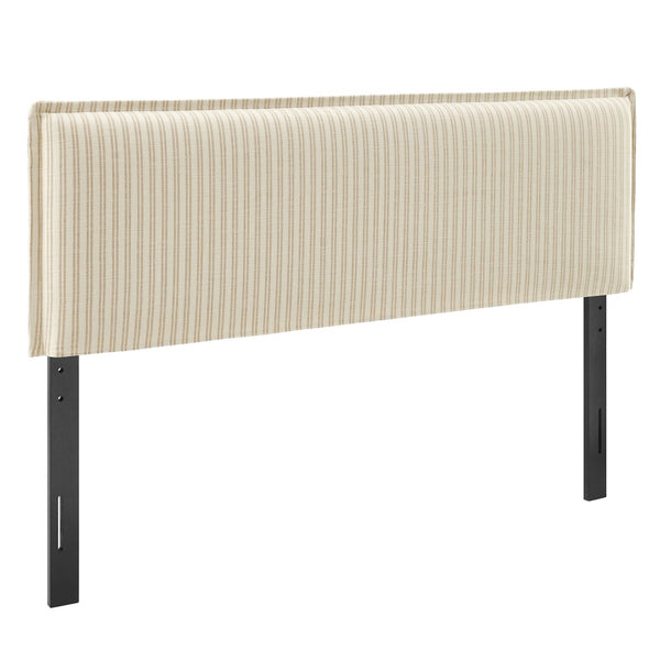 Modway Furniture Camille Modway Linen Blend Upholstered Headboard Pinstripe Slipcover Full Bed Frame Oatmeal Stripe MOD-7321-OAS