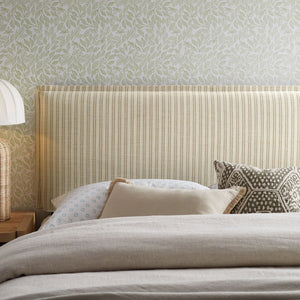 Modway Furniture Camille Modway Linen Blend Upholstered Headboard Pinstripe Slipcover Full Bed Frame Oatmeal Stripe MOD-7321-OAS