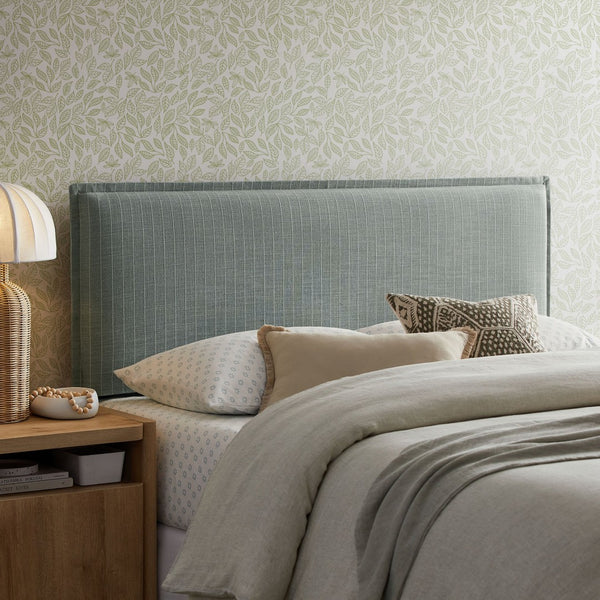 Modway Furniture Camille Modway Linen Blend Upholstered Headboard Pinstripe Slipcover Full Bed Frame Spa Blue Stripe MOD-7321-SPA